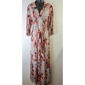 ASHLEY STEWART Snake Print Wrap Dress Size 18/20 Long Stretch Mob Wife Mature